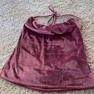 Velvet Open Back Halter Top